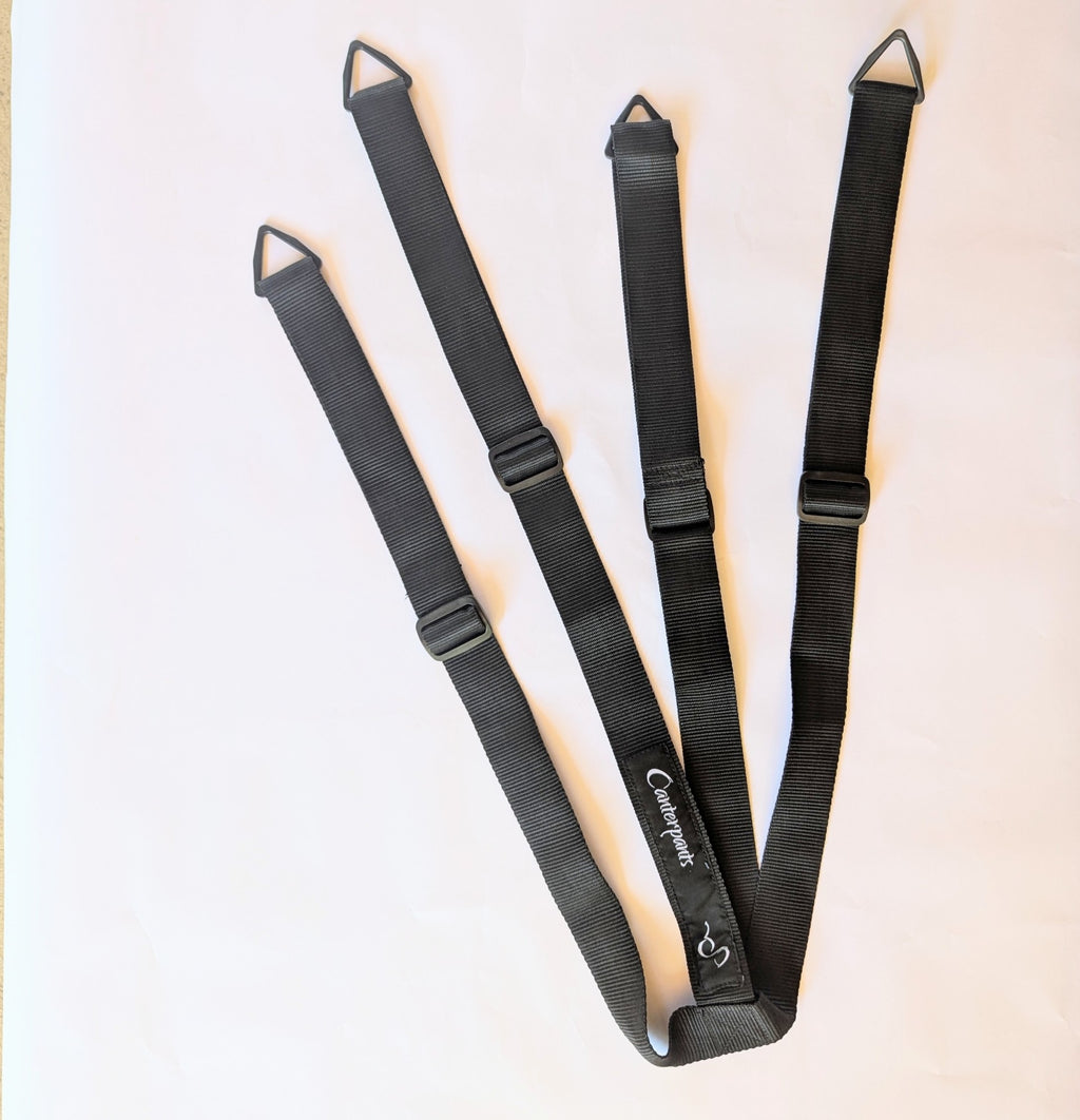 An assembly of 4 adjustable straps with connections on the end of each strap to allow connection of canterpants in the farrier set