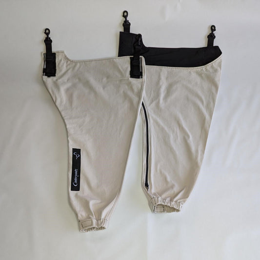 Small pair of beach coloured front leg Canterpants on white background